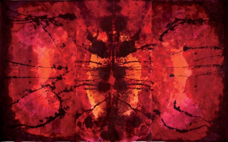 Królowa Mrowiska, jedwab/farba, 3x220x117 cm, 2010, wł. CMW w Łodzi